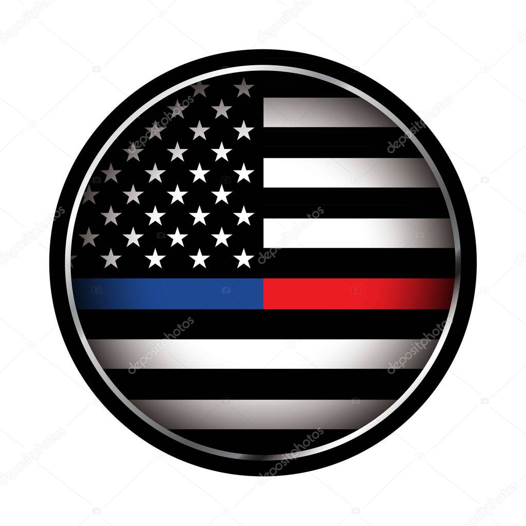 Police and Firefighter American Flag Emblem Illustration