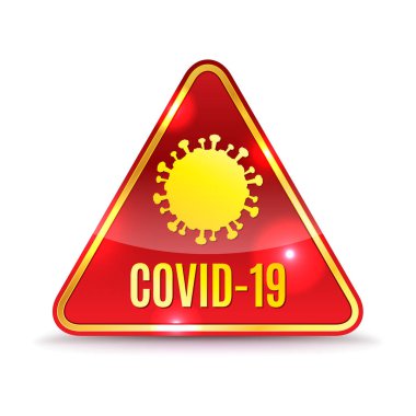 Bir COVID-19 uyarı simgesi.
