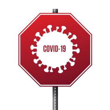 COVID-19 sembollü dur işareti.
