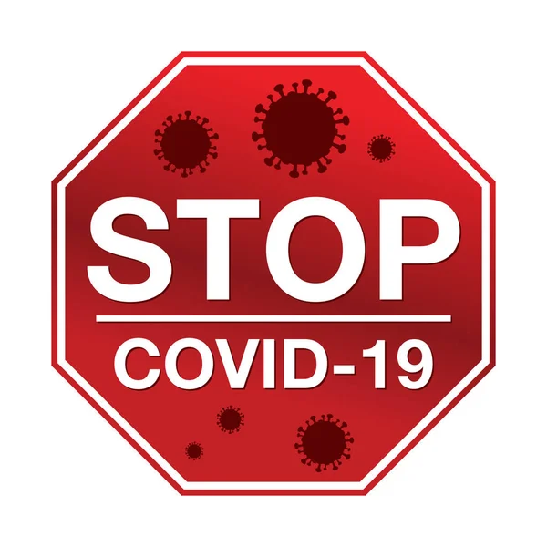 Segnale Stop Con Messaggio Stop Covid Illustrazione — Vettoriale Stock