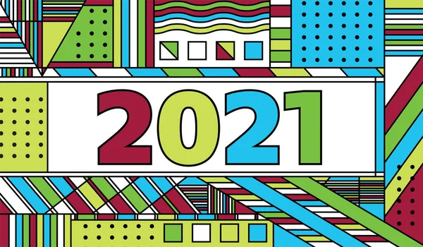 Het Jaar 2021 Geschreven Abstracte Patronen Kleurenillustratie Vector Eps Beschikbaar — Stockvector