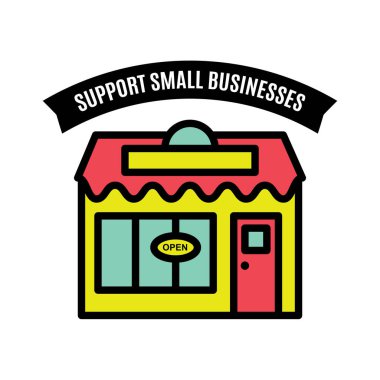 Küçük işletmeleri destekleyen basit bir vitrin çizimi ikonu. Vektör EPS 10 kullanılabilir.