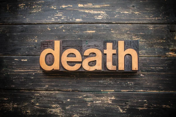 Word Death Written Vintage Wood Letterpress Type Vintage Rustic Background — Stock Photo, Image