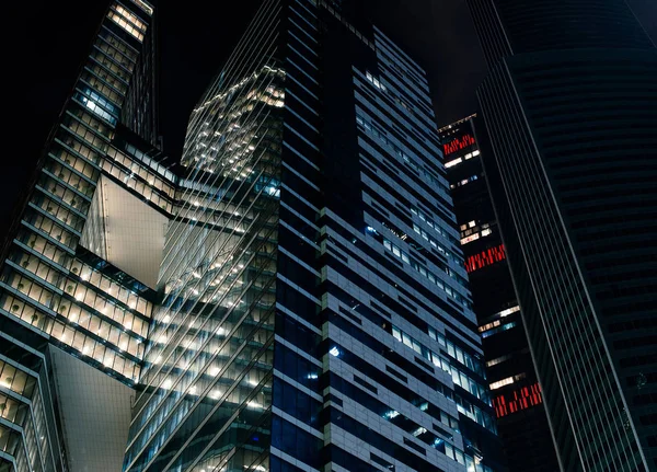 Скайскрепери Москві Місті Фінансовому Центрі Вночі Cityscape — стокове фото