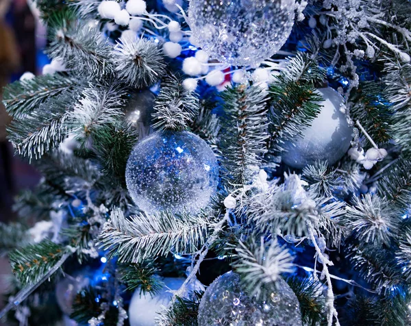 Jul Nyår Gran Bakgrund Blå — Stockfoto