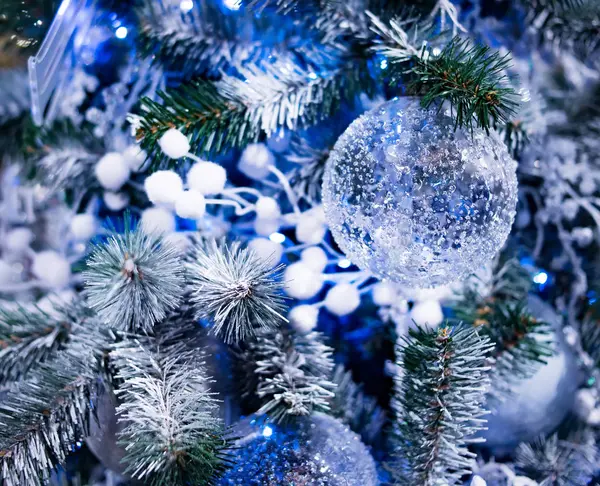 Natal Fundo Abeto Ano Novo Azul — Fotografia de Stock