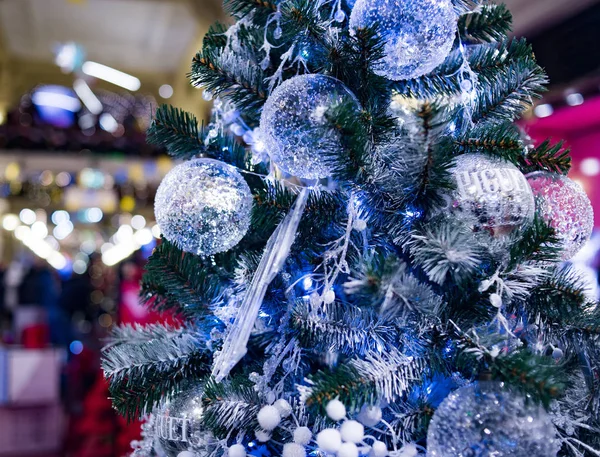 Karácsony Újév Fenyő Háttér Kék — Stock Fotó