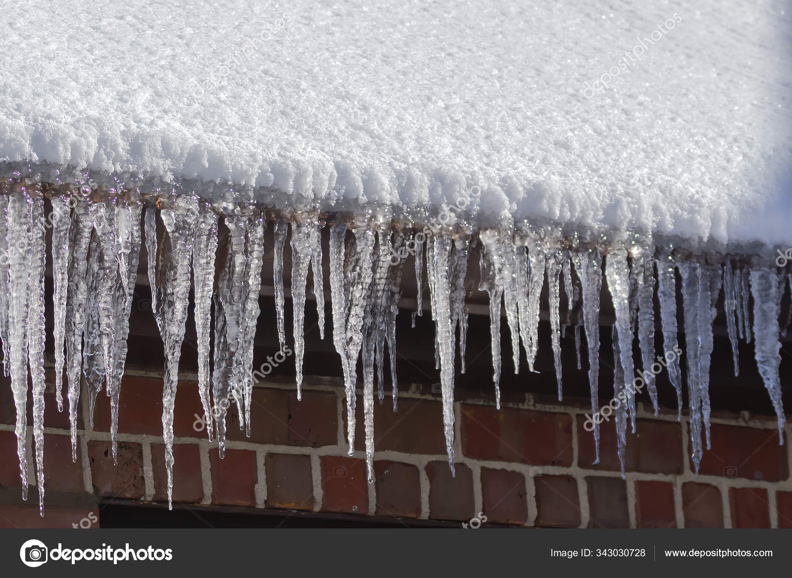 Ice Icicles Hanging Roof Gutter Stock Photo Image By C Karelbock