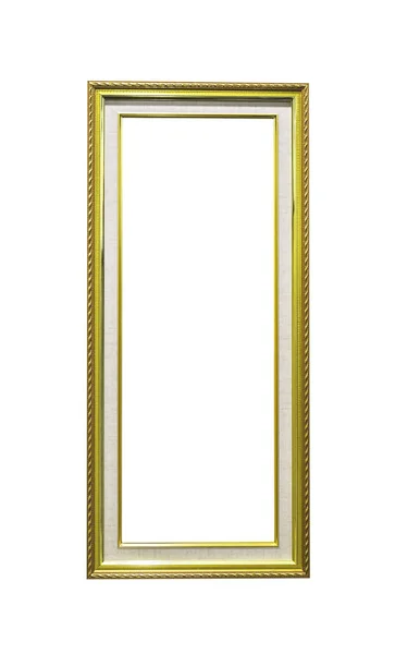 Golden wooden rectangle frame isolated — Stock Photo, Image