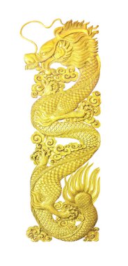 Altın ahşap dragon özlem izole