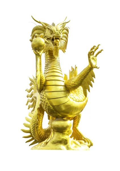 Golden dragon statue isolated — Stock Photo, Image