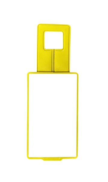 Yellow luggage tag isolated — Stock Photo, Image