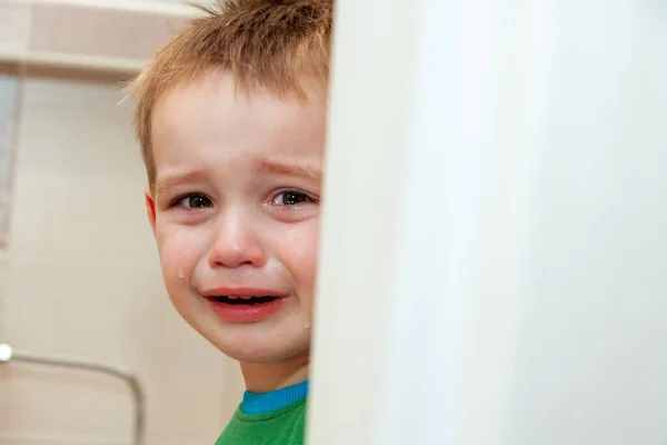 Portrait Of Crying Baby Boy In Home. — Stock Photo, Image