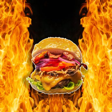 Alevli ev yapımı hamburgerler..