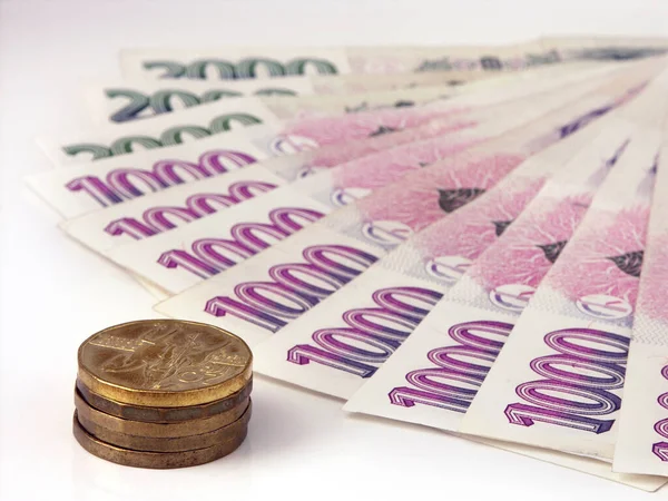 Czech money on white background — Stock Photo, Image