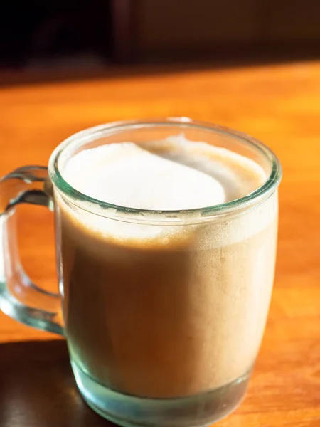 Cappuccino Sau Latte Spumă Spumoasă — Fotografie, imagine de stoc