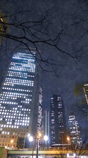 Gobierno Metropolitano Tokio Noche — Foto de Stock