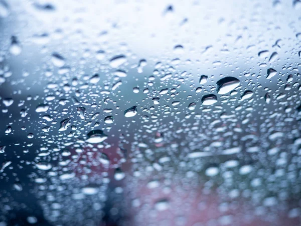 Vista Cercana Las Gotas Agua Que Caen Sobre Vidrio —  Fotos de Stock