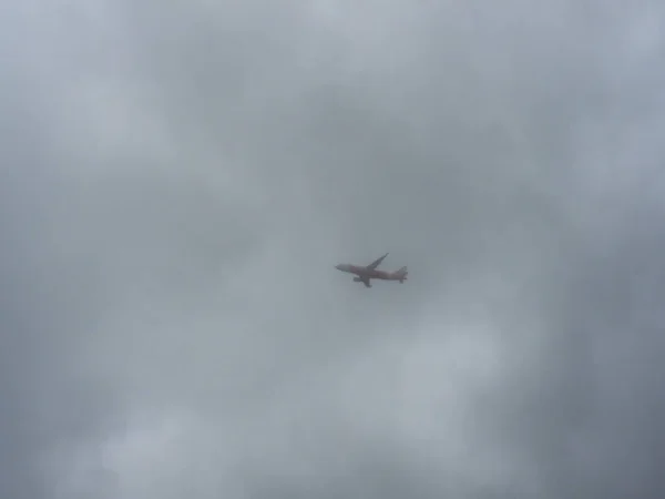 Jet Silhouette Cloudy Sky — Stock Photo, Image