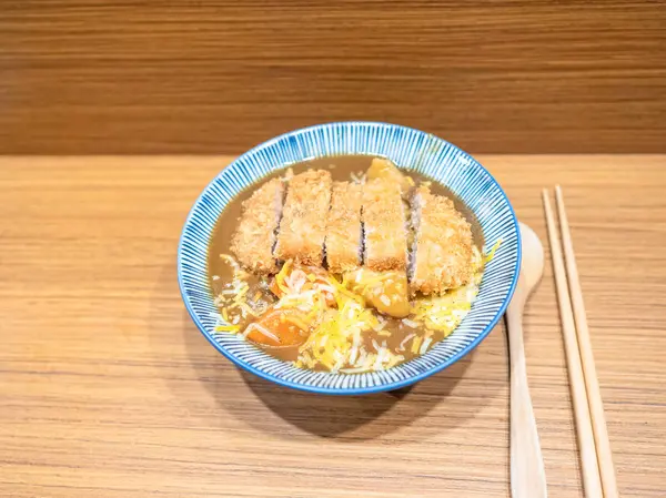 Tonkatsu Costeleta Porco Japonesa Arroz Caril Porco Frito Japonês — Fotografia de Stock