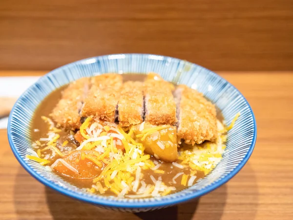 Tonkatsu Japoński Kotlet Wieprzowy Japoński Smażony Wieprzowina Curry Ryż — Zdjęcie stockowe