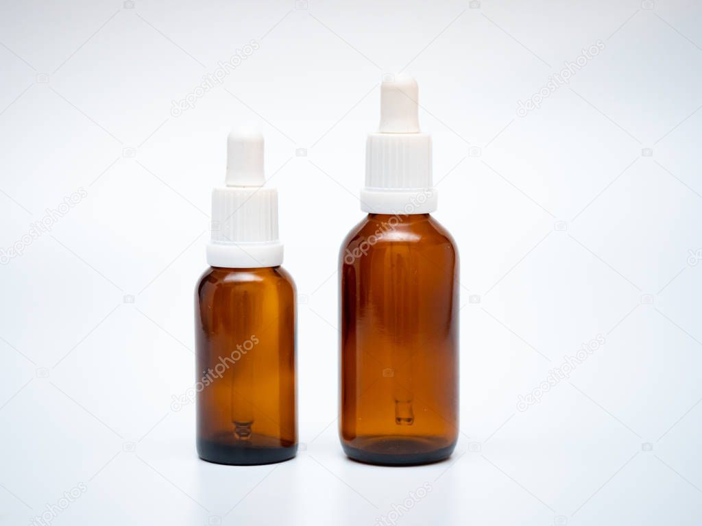 Empty bottles on a light white background