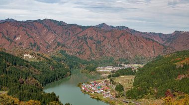 Fukushima, Japonya 'daki Tadami Hattı manzarası