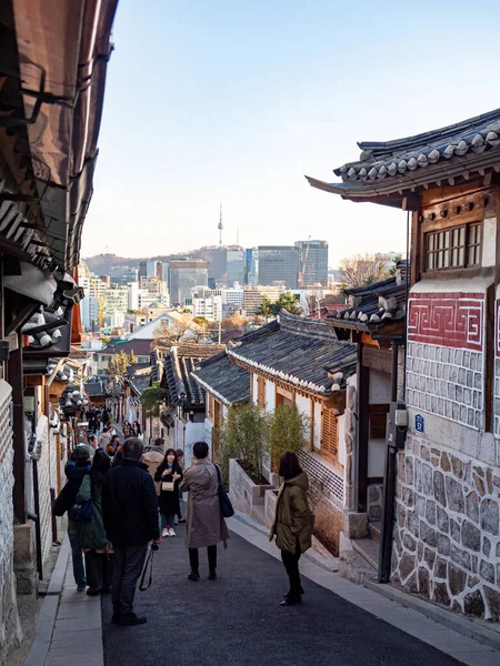 Bukchon Hanok Köyü Kore Nin Seul Şehrinde Geleneksel Bir Köydür — Stok fotoğraf