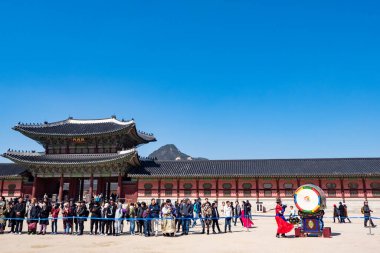 Gyeongbokgung Palace facade on MARCH 22,2019 in Seoul,Korea.