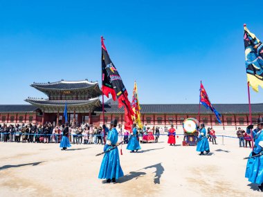 Gyeongbokgung Palace facade on MARCH 22,2019 in Seoul,Korea.
