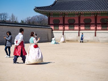 Gyeongbokgung Palace facade on MARCH 22,2019 in Seoul,Korea.