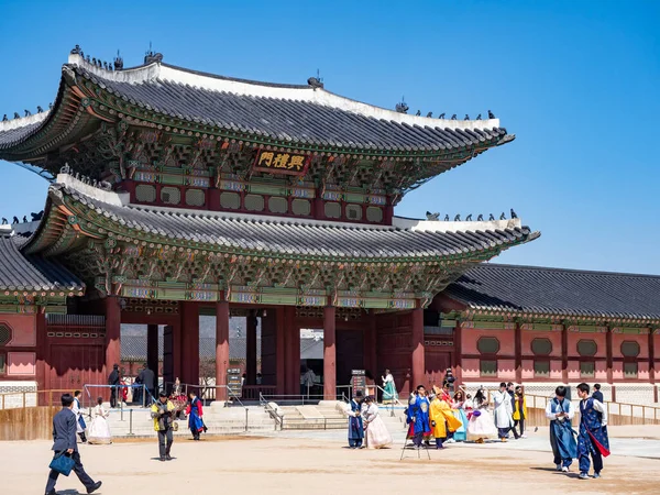 Fachada Palácio Gyeongbokgung March 2019 Seul Coréia — Fotografia de Stock