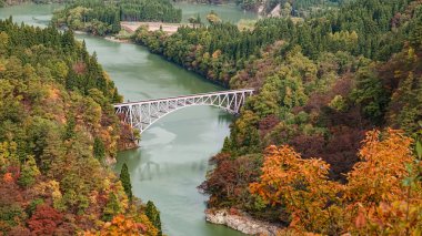 Fukushima, Japonya 'daki Tadami Hattı manzarası