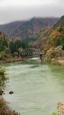 Fukushima, Japonya 'daki Tadami Hattı manzarası