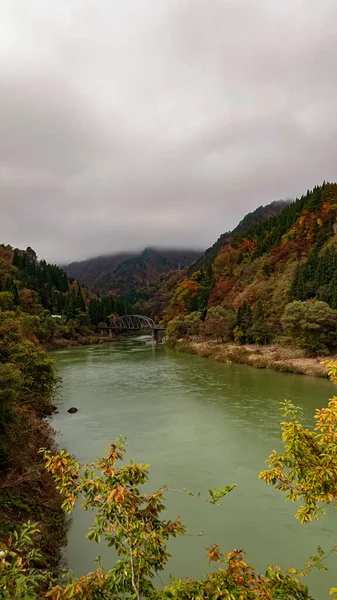 Paisaje Línea Tadami Fukushima Japón —  Fotos de Stock