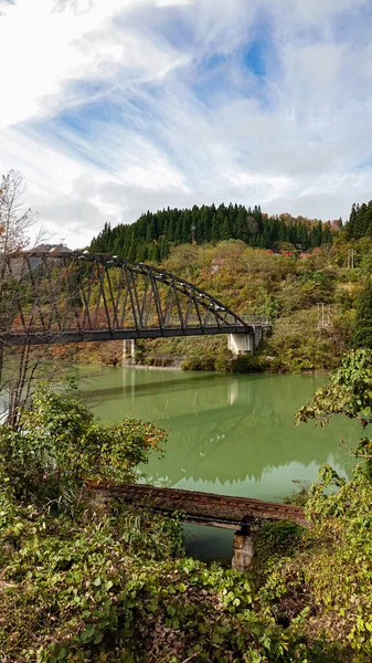 Paisagem Linha Tadami Fukushima Japão — Fotografia de Stock