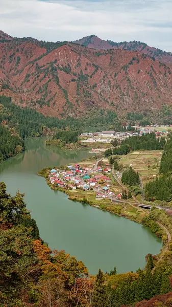 Krajina Linie Tadami Fukušimě Japonsko — Stock fotografie