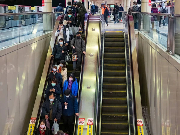 Passagers Portant Des Masques Dans Système Transport Commun Taipei Taiwan — Photo