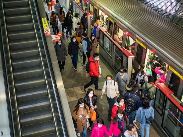 Passagiere Mit Masken Nahverkehrssystem Taipeh Taiwan — Stockfoto