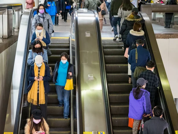 Passagers Portant Des Masques Dans Système Transport Commun Taipei Taiwan — Photo