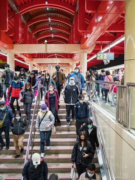 Passagiere Mit Gesichtsmaske Nahverkehrssystem Taipeh Taiwan — Stockfoto