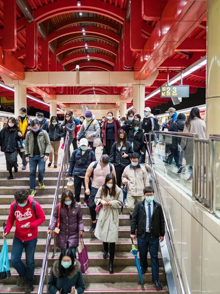 Passengers Wearing Face Mask Mass Transit System Taipei Taiwan — Stock Photo, Image