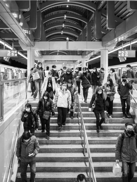 Passengers Wearing Face Mask Mass Transit System Taipei Taiwan — Stock Photo, Image