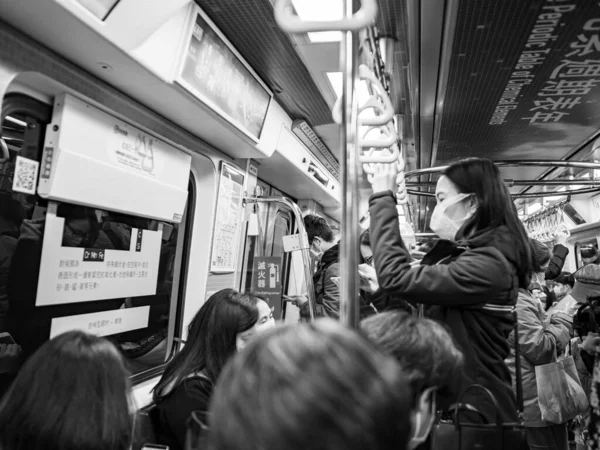 Passengers Wearing Face Mask Mass Transit System Taipei Taiwan — Stock Photo, Image