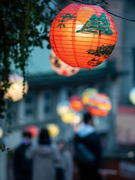 Chinese Paper Lanterns Party Evening Toned — Stock Photo, Image