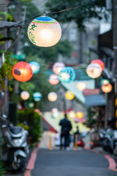 Chinese Paper Lanterns Party Evening Toned — Stock Photo, Image