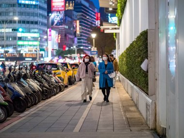 Passengers wearing face mask in street in Taipei,Taiwan.