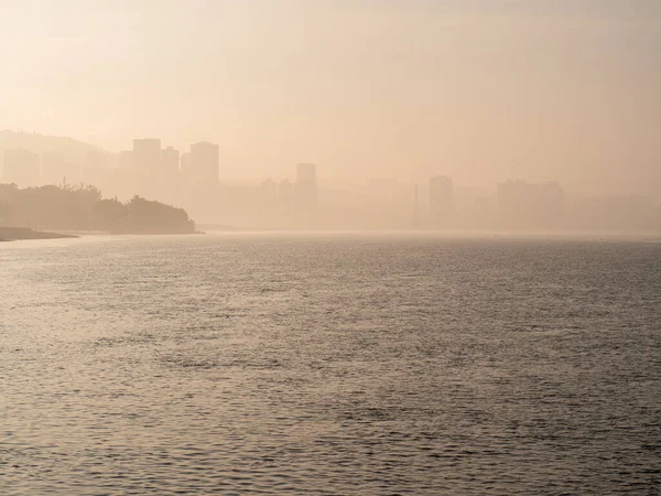 river in mist in morning