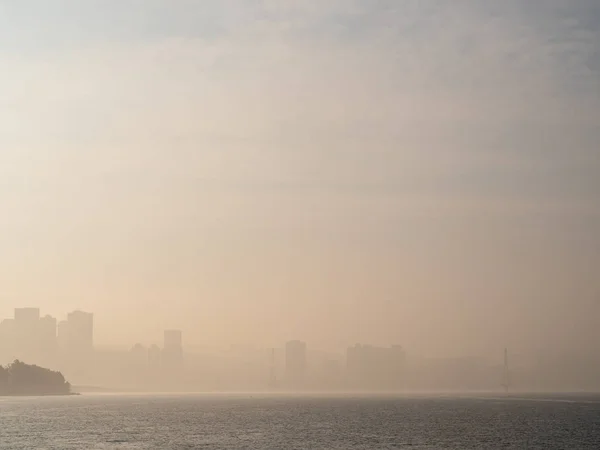 river in mist in morning