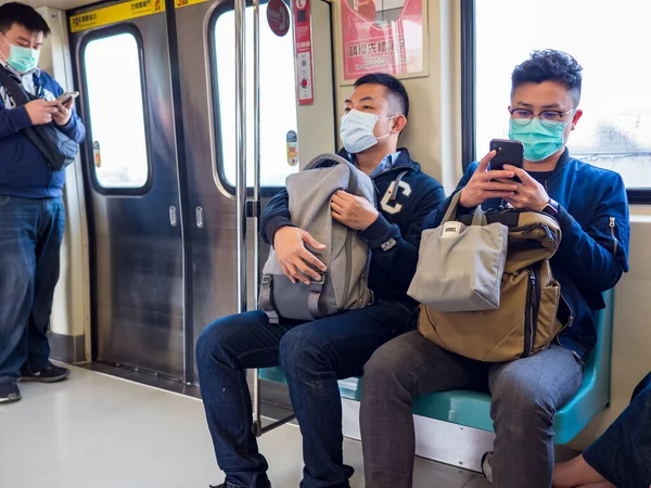 Pessoas Usando Máscara Facial Taipei Taiwan — Fotografia de Stock